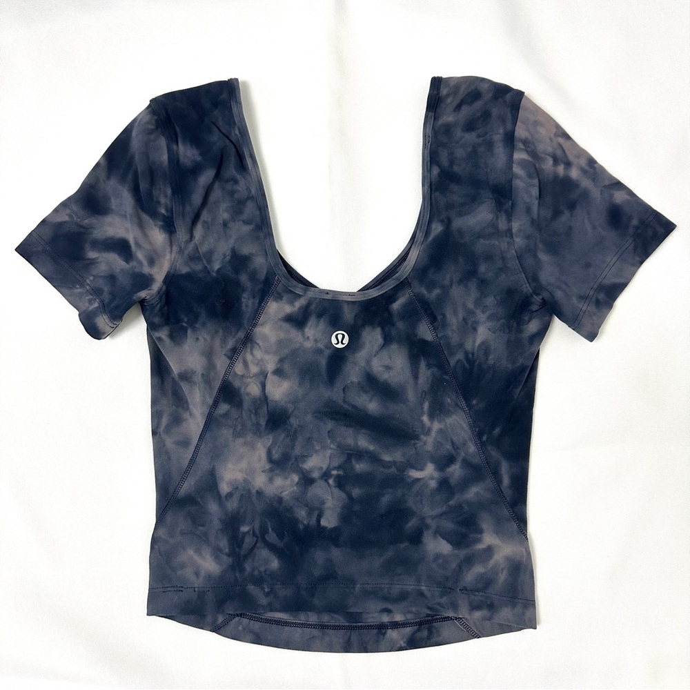 Lululemon Align Tee Nulu Size 2 Diamond Dye Lunar Rock True Navy